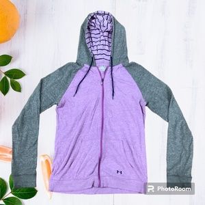 EUC! Under Armour Light Jacket Size Medium in Purple, Grey & Navy Blue